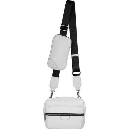 Cross-Bodi bag with Mumi zipper, external pocket, white color