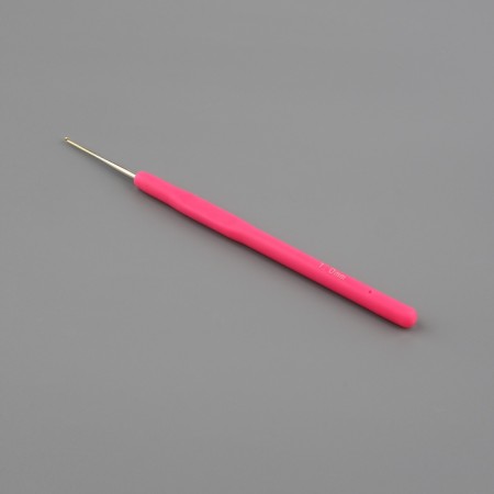 Knitting hook, with silicone handle, d = 1 mm, 13 cm, pink color-2