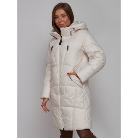 Coat insulated winter female, size 46, beige color-8
