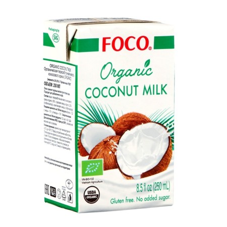 Coconut milk "Foco" Organic 250 ml, Tetra Pak