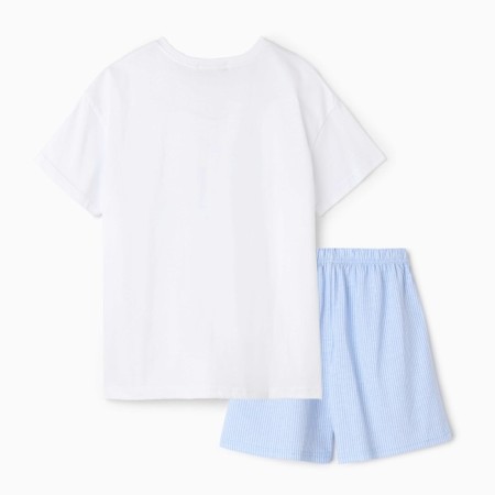 Female homemade set (T -shirt/shorts), white/blue color, size 48-2