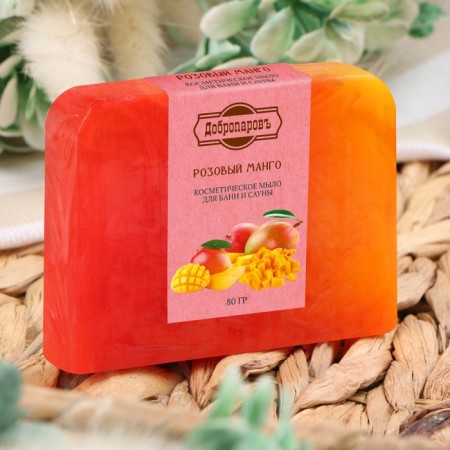 SPA soap - care for the bathhouse and sauna "Pink mango" Dobroparov handmade 80 grams