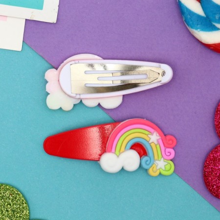 Invisibility for hair "Loli" (set 2 pcs) Rainbow with curls, 5.5 cm-1