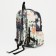 Young backpack from textiles with lightning, 5 pockets, beige/green color