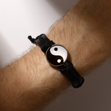 Bracelet "New Day" yin-yang, black-brown color, 6 cm-4