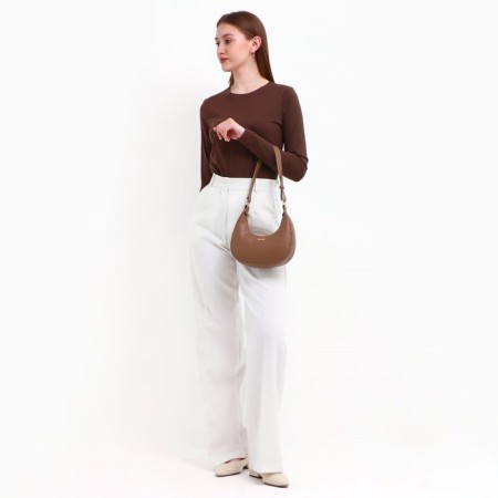 Women's bag made of artificial leather, 22x23x6 cm, brown color-1
