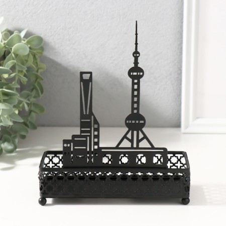 Top interior metal "City" Black 6.3x14.5x18.5 cm-3