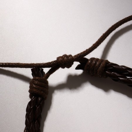 Bracelet Leather "Binding" with suspension, dragonfly, brown color, D = 8 cm-2