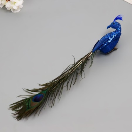 Fluffy on the clothespin "Tropical bird with peacock pen" MIX 5.5x8x35 cm-2