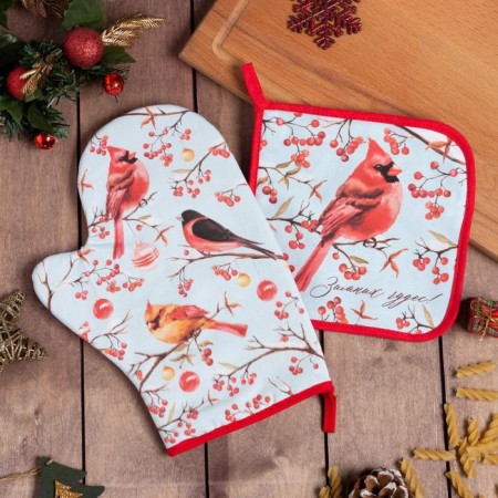 Kit kitchen winter birds mittens-output 20x28cm, 19x19cm severity, 100%hl