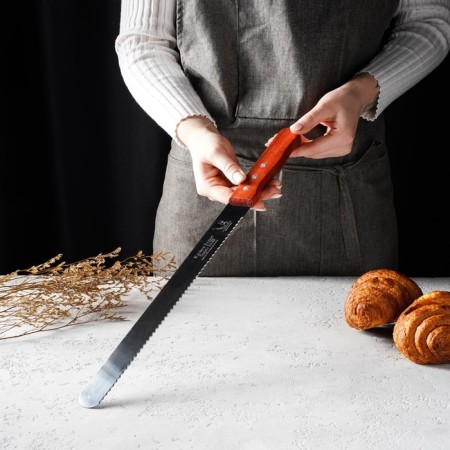 Biscuit knife large teeth, working surface 30 cm, wooden handle-5