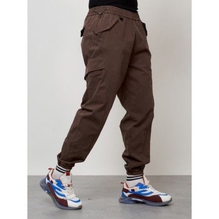 Cargo jeans men, size 48, brown color-5