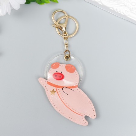 Kozhzam keychain with carabiner "Pig-cosmonaut" 9.3x7.3 cm-1