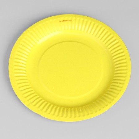 Disposable plate "yellow" laminated, cardboard, 18 cm-1