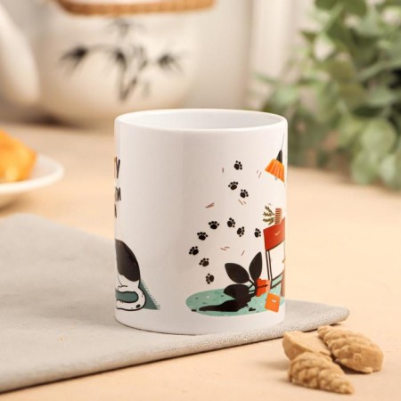 Sublimation mug "Bustle Hunting" cat, 320 ml, with application-1