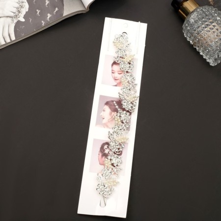 Hair accessory "Alba" Chamomile, 23.5x2.5 cm, silver-white-1