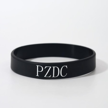 Silicone Bracelet "PZDC" Standard, black color, 20 cm
