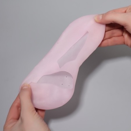 Socks for pedicure, silicone, with perforation, with a strap, size S, pink color-6