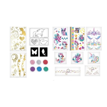 Set of tattoos "unicorns", with sparkles