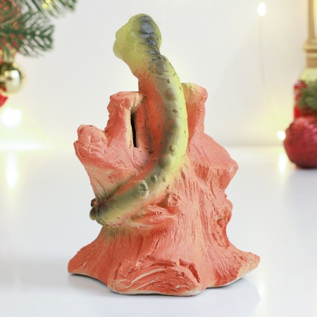 New Year. Symbol 2025. Piggy bank "Snake on a branch" 10x10x16cm-2