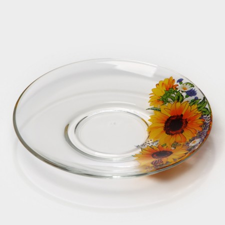 Tea couple "Sunflower", glass, cup+saucer, 200 ml, d = 92 mm-2