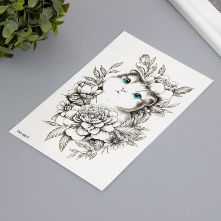 Tattoo on the body color "Vyserogye cat" 12x19 cm-1