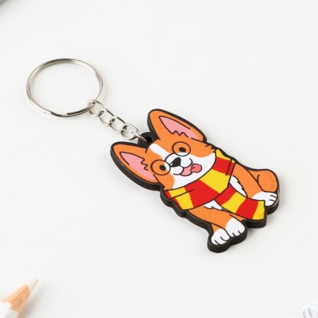 Key keychain wooden "Corgi Potter" 4.7 x 6 cm-1