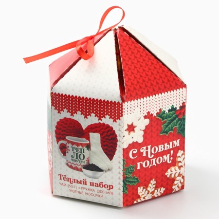 Gift set of "Warm holidays": tea, mug, socks-7