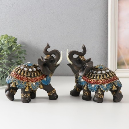 Polystone souvenir "Elephant in Red-blue Popone" MIX 16x8x15 cm