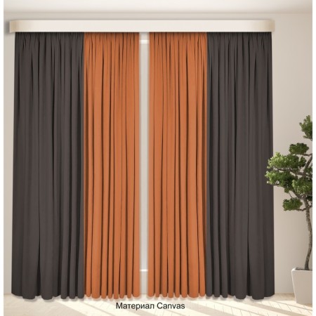 Set of curtains "Canvas", size 200x250 cm, 2 pcs, color wenge, orange