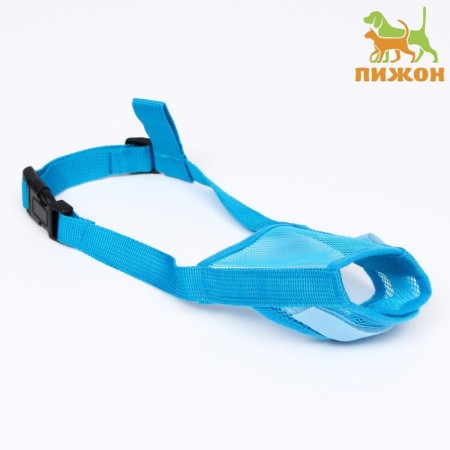 Muzzle mesh with double fixation, size M (length on the nose 10 cm, muzzle 20 cm), blue