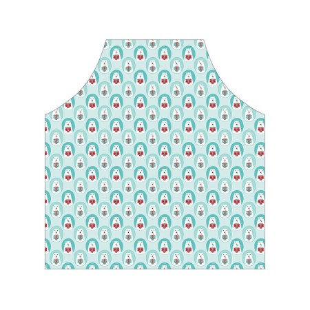 Apron of a kitchen with a photo print "Northern bears with a gift", adjustable, size OS-1
