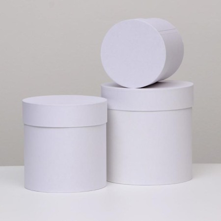 Set of round boxes 3 in 1 "paints", white, 18 x 18 x 18 - 14 x 14 cm 14 cm-1