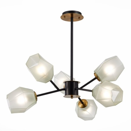 Ceiling EVOLUCE lamp. Sle205102-06. Terramo. 6x60 watts, E27, 77.5x77.5x57.5 cm, brass color, black