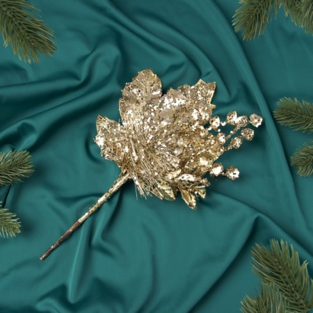 Decor "New Year's grace" carved leaves, 33x17 cm, gold-2
