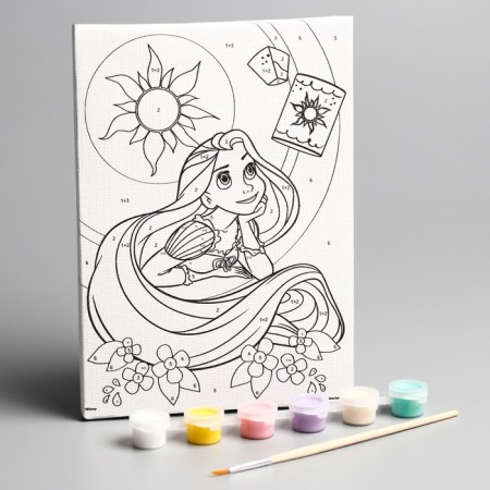 Picture on numbers for children "Rapunzel" 21x15 cm, princesses-1