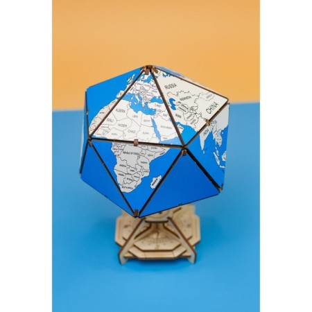 Designer Wooden 3D Ewa Globe Icosahedron with a secret (box, safe) blue-17