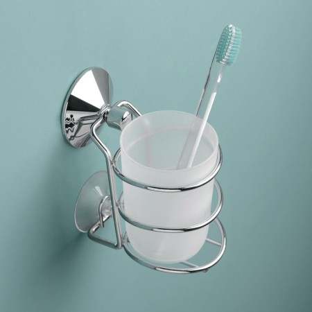 A glass for real toothbrushes, wall -mounted, with a vacuum mounting system-1