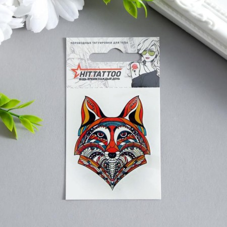Tattoo on the body "Muzzle of the Fox" 5.3x6.3 cm