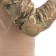 The costume is tactical, with inserts on the elbows and knees, cartoons, l
