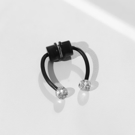 Nose piercing (fake for septum) with interchangeable nozzles, on a magnet, black color is black-3