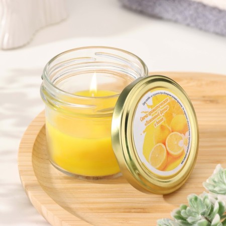 Candle in the bank Aromatic "Lemon Fresh", 6x7 cm, 120 g-4