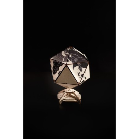 Designer Wooden 3D Ewa Globe Icosahedron with a secret (casket, safe) Black-8