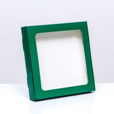 Self -charged box with a window, green, 19 x 19 x 3 cm