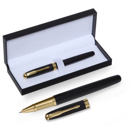 Gift feathers in the leatherette case, the body is black, gold