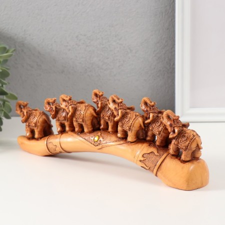 Polystone souvenir "Seven elephants on a tusk" under a tree 4.6x29x10 cm-2