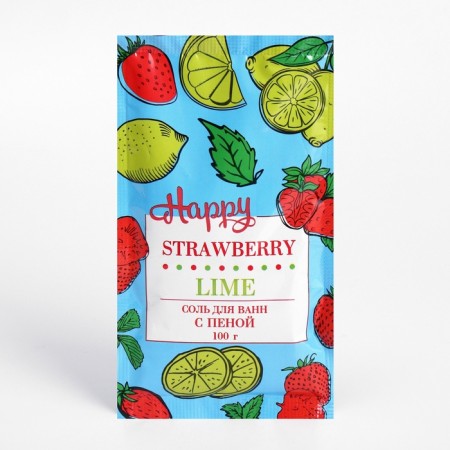 Bath salt with foam "Happy", strawberries and lime, 100 g-1