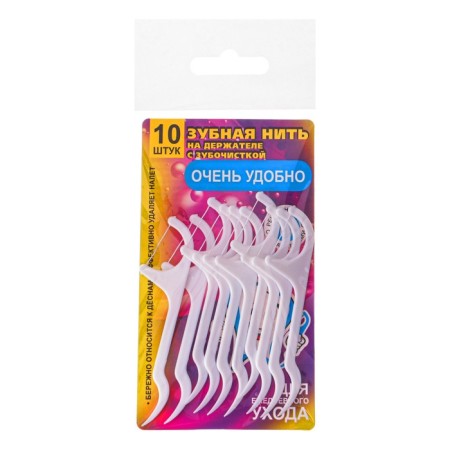 Tooth thread on the holder with Vilsen toothpick, 10 pcs