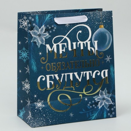 Laminated vertical package, congregation embossing “Dreams will come true”, Ml 23 x 27 x 11.5 cm, New Year-2