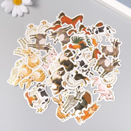 Stickers for creativity "Home -based animals" embossing gold set 48 pcs 9x7x0.8 cm-2